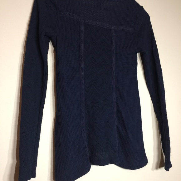 Lucky Brandy Navy Sheer Knit Fitted Top - Picture 5 of 6